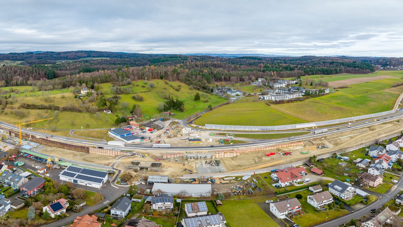 Ein Panoramafoto der B33-Baustelle Allensbach-Konstanz