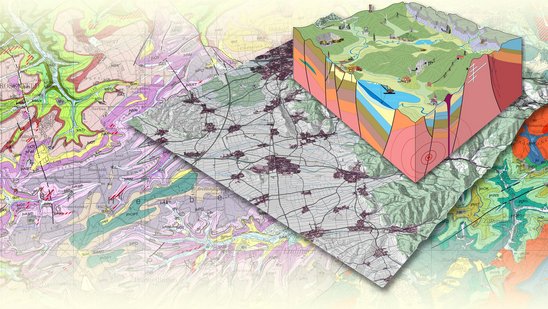 Das Bild zeigt ein Blockmodell des geowissenschaftlichen Landesservicezentrums