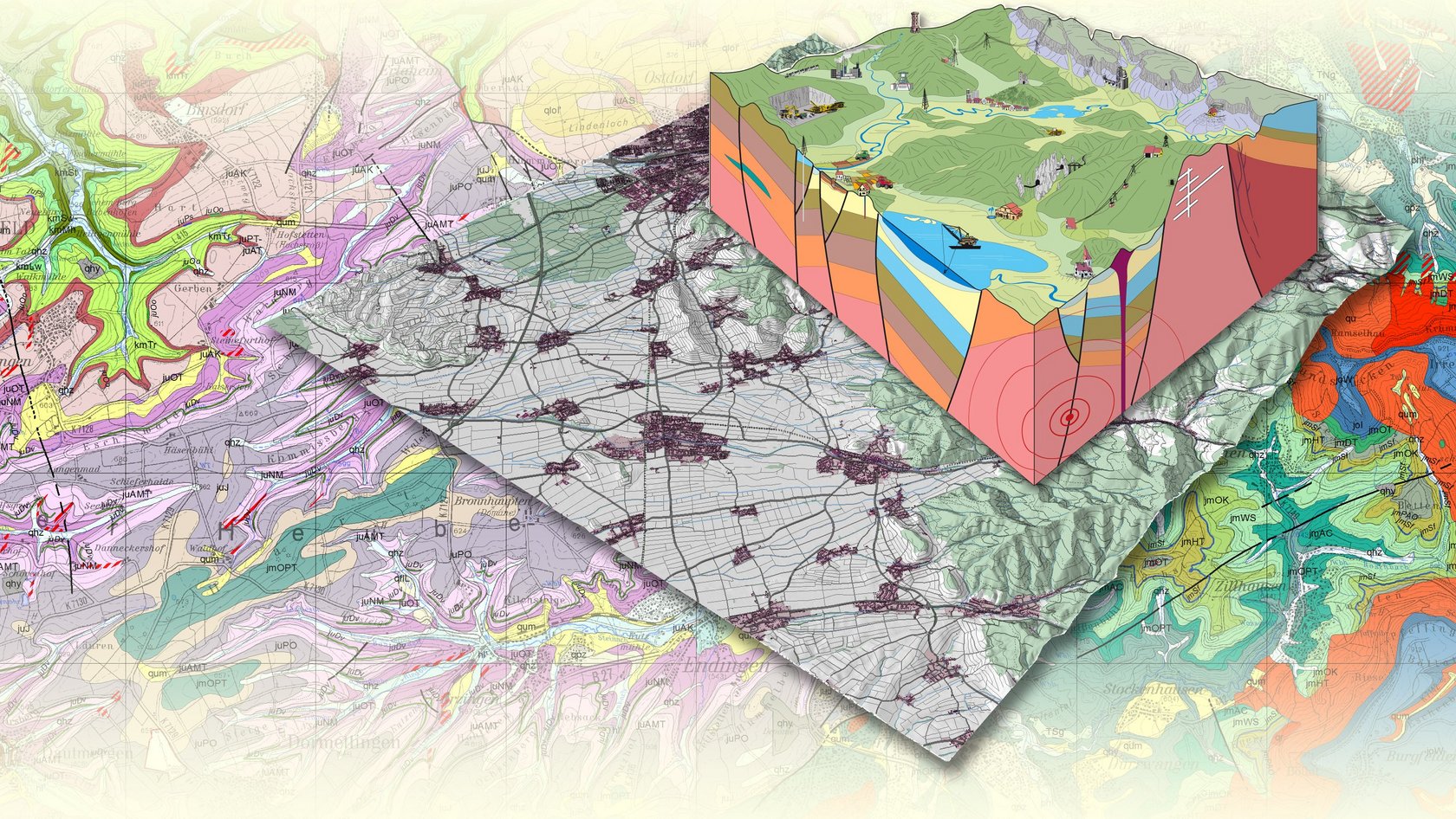 Das Bild zeigt ein Blockmodell des geowissenschaftlichen Landesservicezentrums