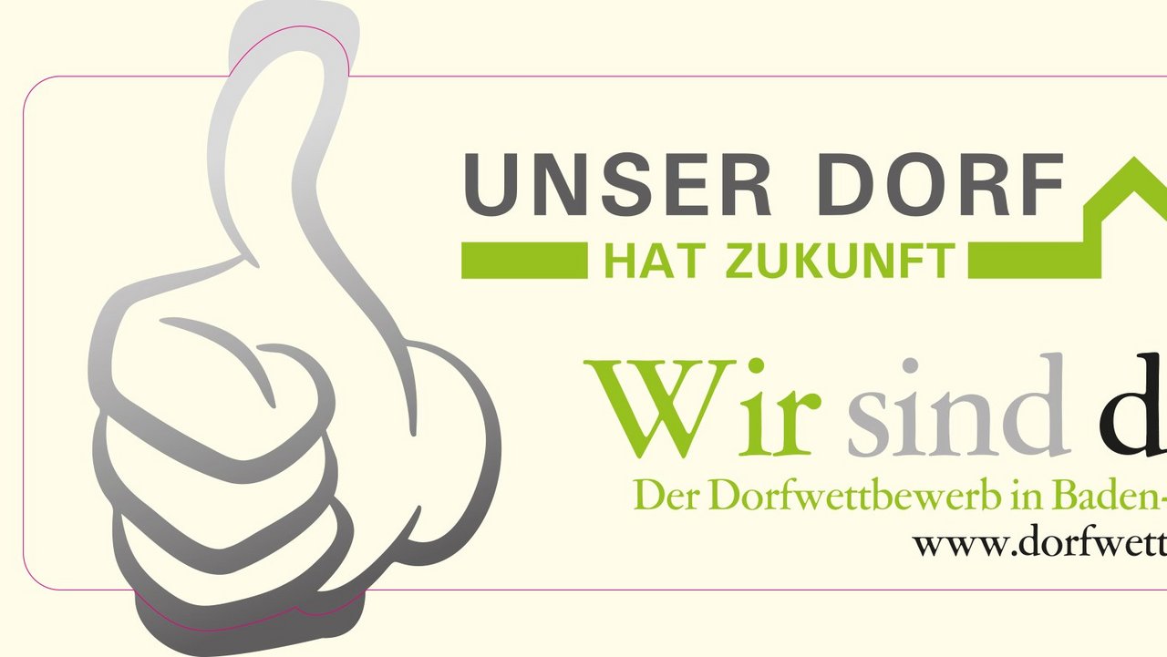 Daumen hoch mit Schriftzug "Wir sind dabei!
