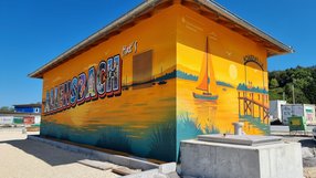 Graffiti Betriebsgebäude Südseite
