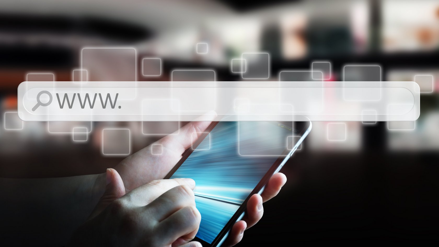 Im Hintergrund ein Handy, im Vordergrund eine Zeile zur Eintragung einer Homepage