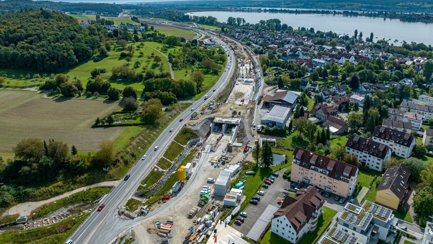 Luftbild B 33 Allensbach der aktuellen Baustelle