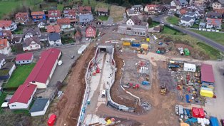 Trog und Vortunnel Luftaufnahme