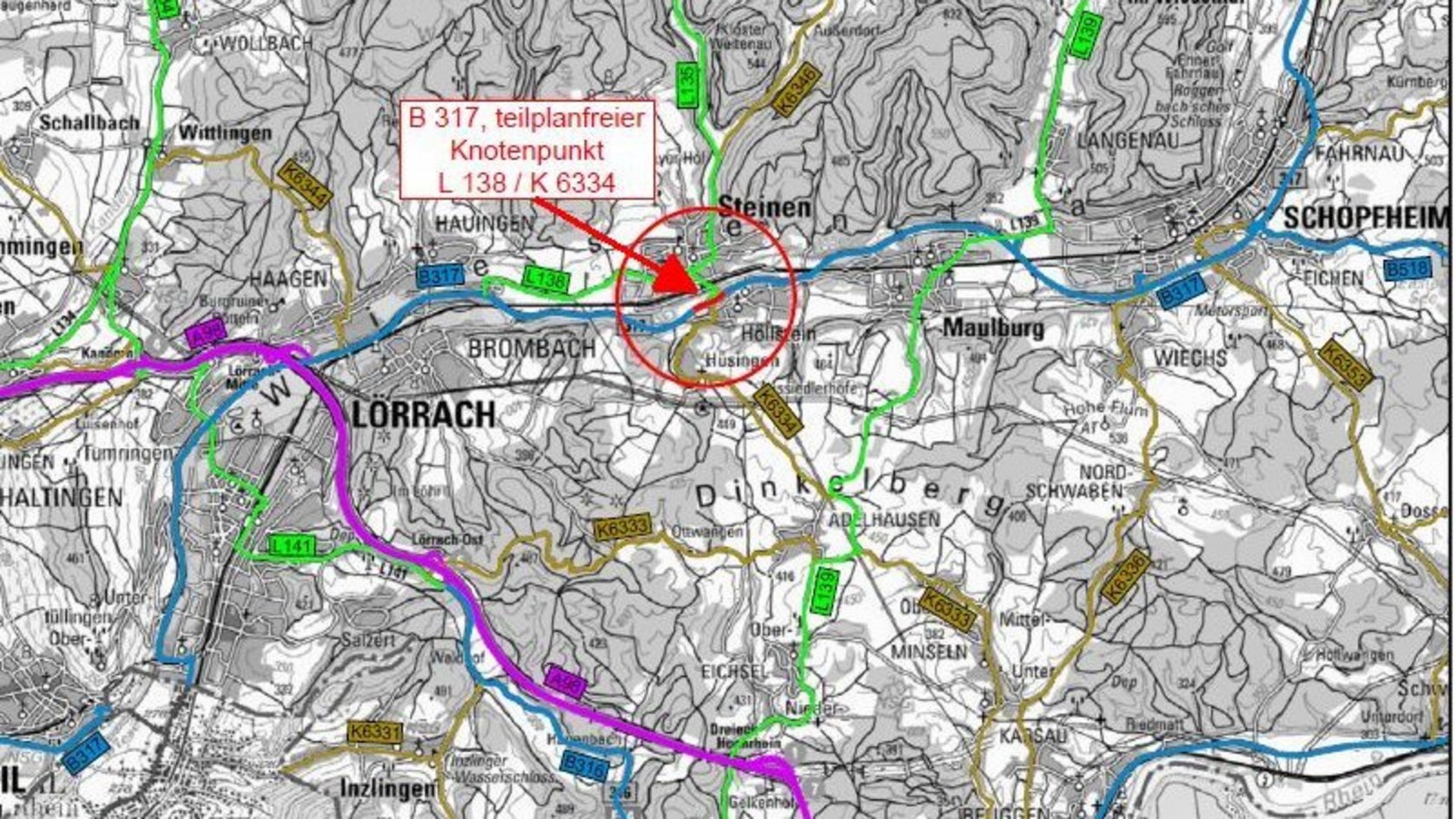 Übersichtskarte B 317 Lörrach - Steinen