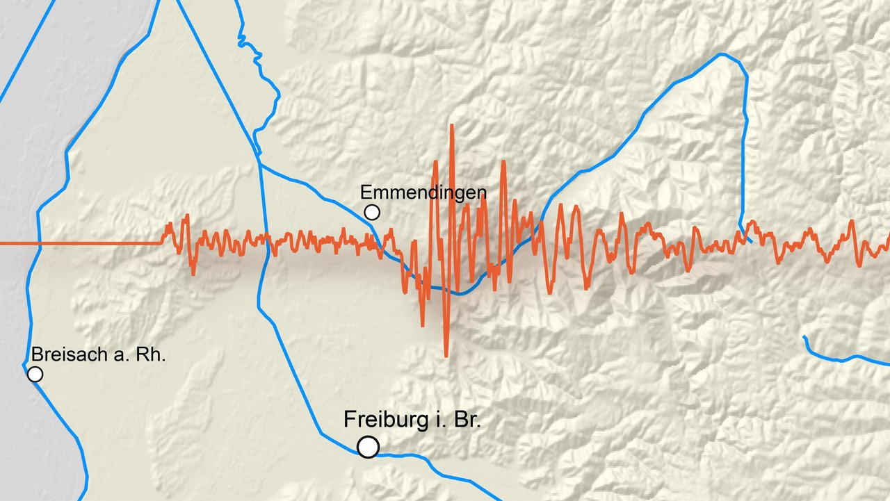 Referat 98 - Landeserdbebendienst Das Bild zeigt ein Seismogramm des Landeserdbebendienstes