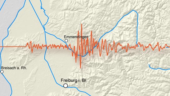 Das Bild zeigt ein Seismogramm des Landeserdbebendienstes