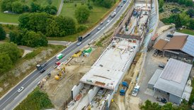 Blick auf die Baustelle des Tunnel Röhrenberg