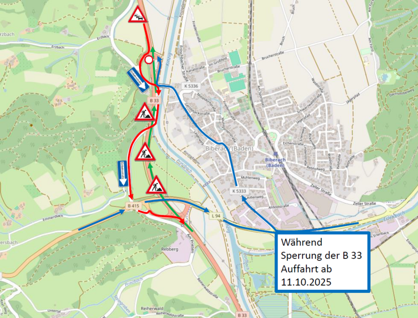 Umleitungsplan B 33 Biberach