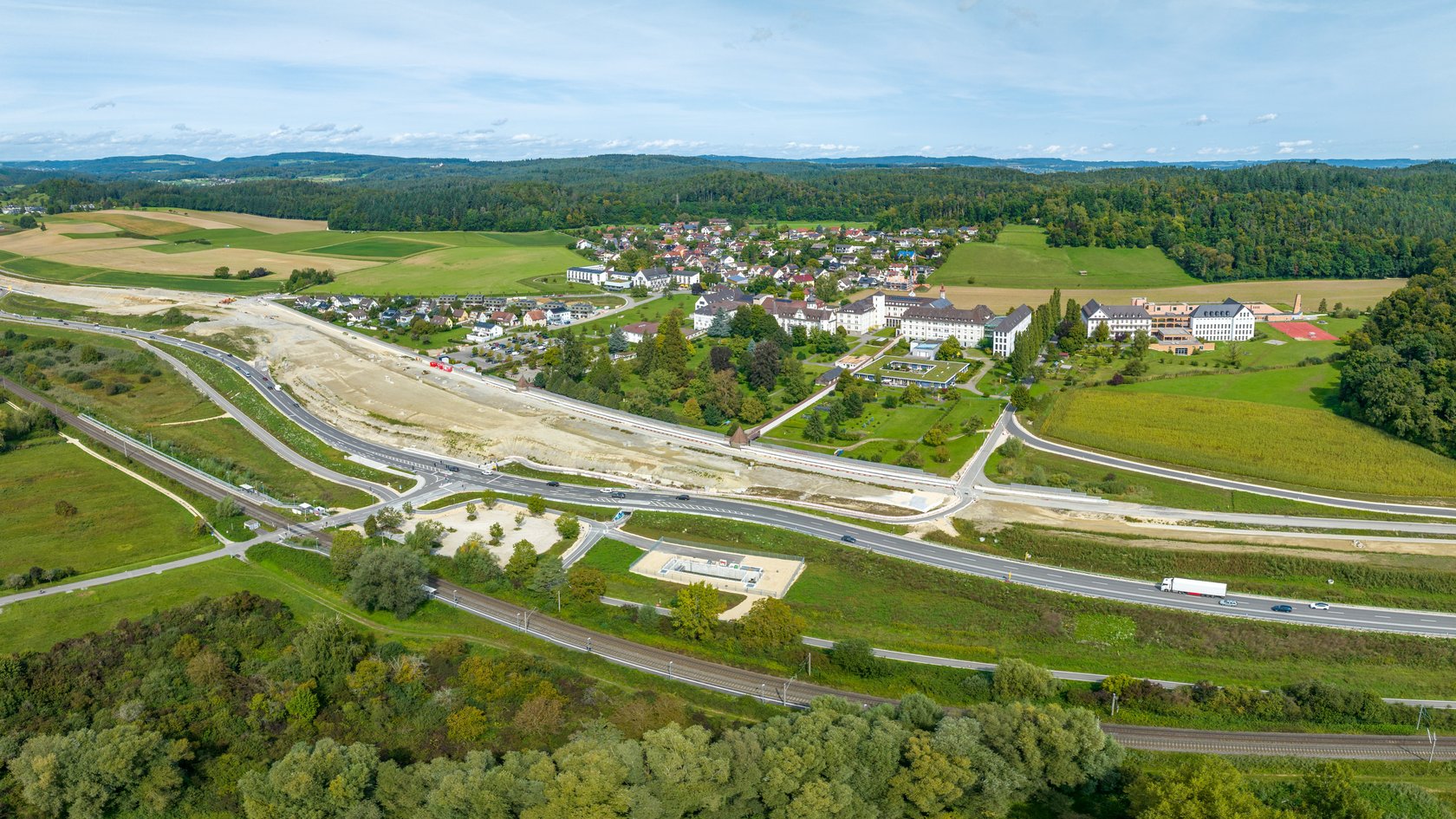 B 33 Allensbach Luftbild aktueller Baustelle