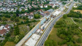 Blick auf die Baustelle des Tunnel Röhrenberg