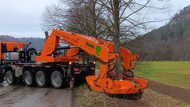 Unter dem Stamm versenkte und geschlossene Halbkugel des Rundspaten