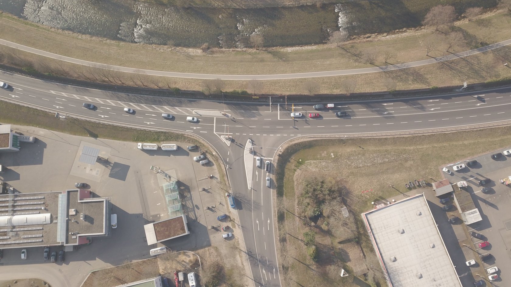 Luftbild: Einmündung Lörrach Entenbad