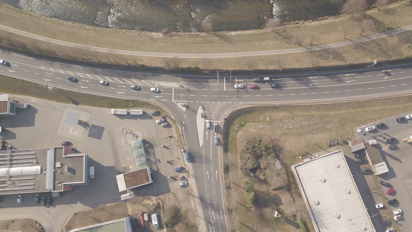 Luftbild: Einmündung Lörrach Entenbad