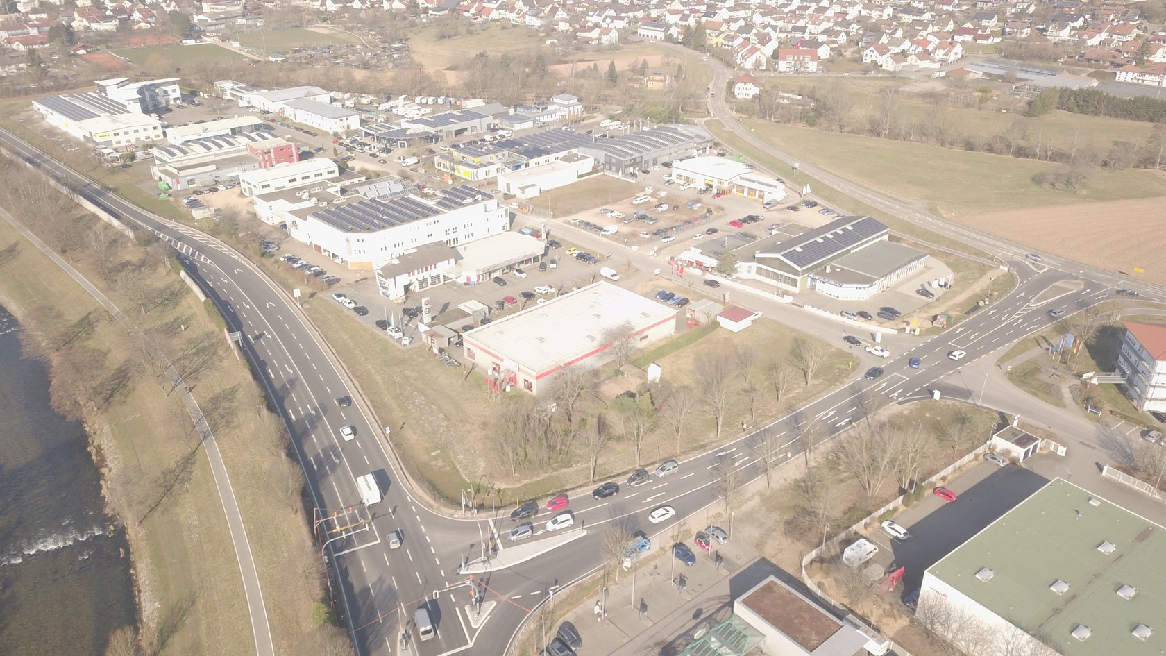 Luftbild Einmündung Lörach Entenbad